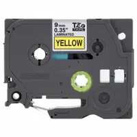 Combined Label and Ribbon Cartridge: 11/32 in x 26 1/4 ft, Polyester, Yellow (Gloss), Indoor/Outdoor (MPN TZe621CS)