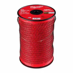 This MILWAUKEE string trimmer line is made of nylon with a twisted, red design. It has a diameter of 0.095 inches and an overall length of 104 3/16 feet. Suitable for cutting grass and weeds in residential and commercial landscaping, it is compatible with MILWAUKEE model 3046-20 string trimmers.