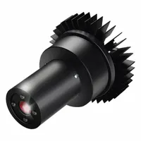 This 25 W LED projector projects a red Stop Solid virtual safety symbol onto floors or walls. It includes a projector with lens and is used for light-marking applications to signal safety zones, hazard areas, or restricted access without physical barriers