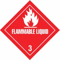 TAPECASE DOT Container Label: Flammable Liquid, 4 in x 4 in, 4 in Label Ht, 4 in Label Wd, 50 PK (MPN 16U978)