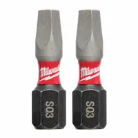 MILWAUKEE Insert Bit: Insert Bit, Imperial, #3 Bit Size, S3 Bit Industry Size, Std, Hex, 2 PK (MPN 48-32-4423)