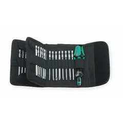 This 33-piece precision combination multi-bit screw and nut driver kit includes 33 alloy steel bits with 21 or more tip types, such as Phillips #1, #2, and #3. The ergonomic handle is designed for reduced fatigue during assembly, maintenance, and repair tasks. Suitable for use in industrial, automotive, and electronics applications.