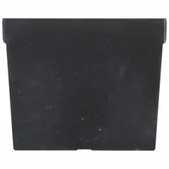 This plastic shelf bin divider measures 6 5/8 in by 4 7/8 in and is black. It is not electrostatic discharge conductive. The divider is used to subdivide plastic shelf bins into smaller compartments for organizing small parts, fasteners, or components in industrial storage systems.