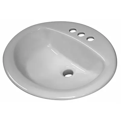 SLOAN Wastafel Kamar Mandi: Putih, Keramik, Panjang Keseluruhan 20 in, Lebar Keseluruhan 17 in, 3 Lubang Keran - Countertop Bathroom Sinks without Faucets