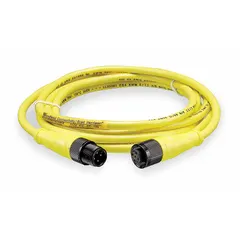 Double-ended cordset with M12 male straight to M12 female straight connectors, 4 pins, and a 1 m yellow PVC cable. Suitable for connecting sensors, actuators, and industrial devices in factory automation and control systems, particularly in flexing applications.