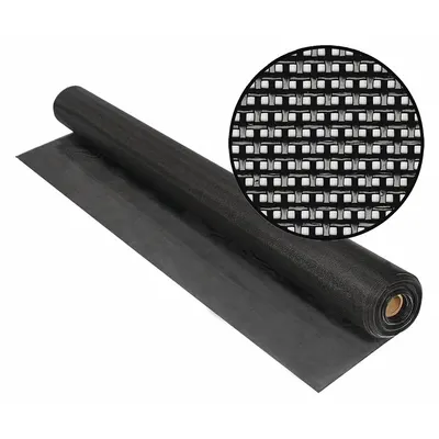 PHIFER Kasa Pengganti: Poliester, Hitam, Ukuran Mata 17 x 14, 3 ft Lebar - Polyester Door and Window Screen