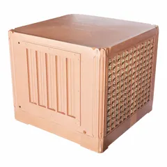 This multiple-inlet residential ducted evaporative cooler is designed for open-plan spaces such as homes, workshops, and warehouses. It operates on 115V AC and includes a factory-installed drive package. The unit measures 26 in x 32 in x 31 in with a 3 in pad thickness.