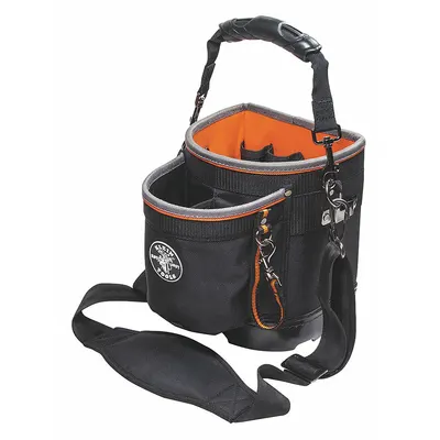 KLEIN TOOLS Tas Alat: 8 in L x 5 in D x 10 in T, Hitam, Poliester, 14 Kantong - Polyester Tool Totes