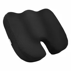 This DMI seat cushion is made of black foam and measures 17 1/4 inches long, 14 inches wide, and 2 3/4 inches high. It features a removable cover that is machine washable. Suitable for use on chairs in workstations, control rooms, or other seating areas where comfort and easy maintenance are required.