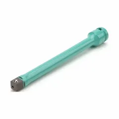 This torque limiting extension is designed for use with impact wrenches and sockets to prevent over-torquing. It has a 1/2 in drive size and a working torque rating of 140 ft-lb. Constructed from steel with an aqua finish, it protects fasteners and components from damage during assembly or disassembly.