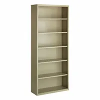 HIRSH Bookcase: Putty, Steel, 82 in Overall Ht, 34 1/2 in Overall Wd, 13 in Overall Dp, 6 Shelves (MPN 21998)