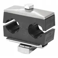 Smooth-core beta clamp with 316 stainless steel clamp and polypropylene cushion for 2 lines. Designed to secure piping and tubing in hydraulic, pneumatic, and process line applications, reducing vibration and misalignment