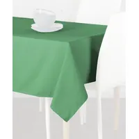 This rectangular tablecloth is made of polyester in Seafoam Green. It measures 72 inches in length and 52 inches in width. Suitable for covering dining or conference tables in hospitality, event, or office settings