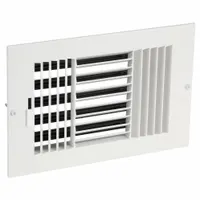 Sidewall/Ceiling Register: Ceiling/Wall, 7 3/4 in H, 11 3/4 in W, Louvered, Uncoated, White