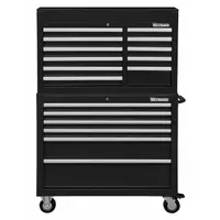 WESTWARD Tool Chest and Cabinet Combination: 17 Drawers, Heavy Duty, Keyed, Black / Powder Coated (MPN 7CY12)