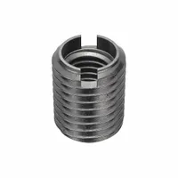 Steel heavy wall self-locking insert with 5/8"-11 internal thread (2B fit) and 7/8"-9 external thread (2A fit). Compatible with 7/8"-9 tap. Used to repair or reinforce stripped threads in metal assemblies, providing vibration-resistant fastening in industrial applications