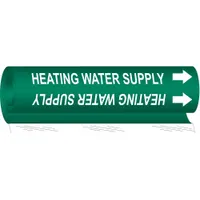 Pipe Marker: Heating Water Supply, Green, White, Fits 1 1/2 to 2 3/8 in Pipe O.D., 1 Pipe Markers (MPN 5826-I)