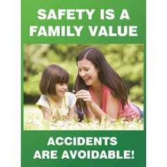 This 22 in x 17 in green plastic poster features a clear film laminate protective coating and is printed in English. Designed for indoor use, it serves as a visual reminder in workplaces to promote safety awareness. The poster does not include a frame and does not have a write-on surface.