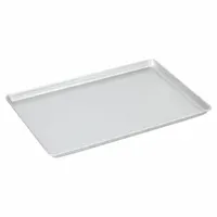 Full-size solid sheet pan made of aluminized steel with a glazed coating and closed bead closure. Suitable for commercial baking, roasting, and food preparation where even heat distribution and corrosion resistance are required