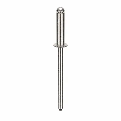 Paku Keling Buta STANLEY,1.59 in L,0.125 in dia,PK100: Inch, 1 19/32 in Overall Lg, 1/2 in Body Lg - Domed-Head Blind Rivets