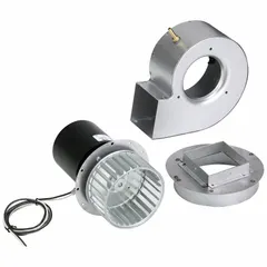 This power vent assembly is a replacement component for HVACR systems, designed to exhaust combustion gases from heating equipment. It is compatible with manufacturer part number SC400 and is used in commercial and industrial ventilation applications.