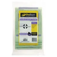 Dry-pickup paper vacuum bag, 2-ply construction, designed for ProTeam backpack vacuums. Captures fine dust and debris in commercial cleaning applications such as facilities, warehouses, and industrial settings