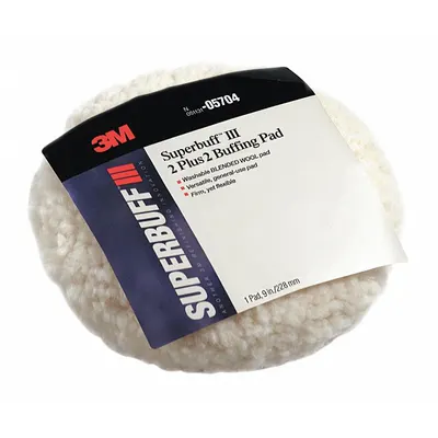 3M Bantalan: Bantalan, Lubang Tengah Tanpa Ulir, Wol, Diameter Luar 8 in, Putih, Kecepatan Maks 2.000 RPM - Vehicle Polishing Bonnets