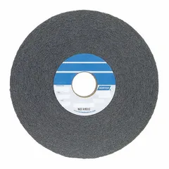 This light deburring and finishing wheel is designed for use on stainless steel and nickel alloys. It features a silicon carbide abrasive in a medium grade (6) and comes in a 2-pack. The wheel has a 6-inch diameter, 2-inch width, and a 1-inch arbor. Typical applications include removing burrs, blending surface imperfections, and producing a uniform satin finish on metal parts.