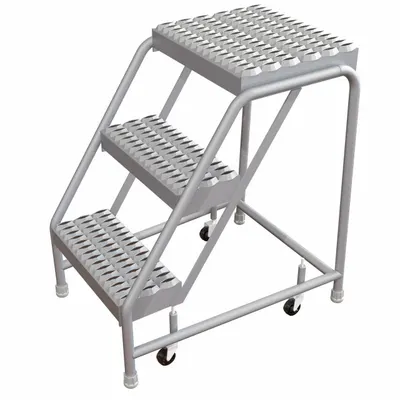 Tangga Langkah TRI-ARC: 2.5 ft Tinggi Keseluruhan, 350 lb Kapasitas Beban, 3 Langkah, Aluminium - Rolling Step Stools