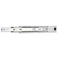 Side-mount, full-extension ball bearing drawer slide with a closed length of 17 23/32 in and a travel length of 18 in. Suitable for use in industrial cabinetry, tool storage, and equipment enclosures where smooth, full-access sliding is required