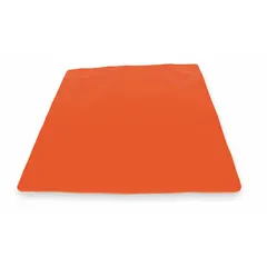 Orange square self-sealing drain cover seal made of polyurethane. Overall dimensions 54 in L x 54 in W, accommodates drains up to 48 in L x 48 in W. Used to temporarily seal floor drains or trench drains in industrial and commercial facilities to prevent spills, odors, and debris from entering the drainage system during maintenance or emergency containment.