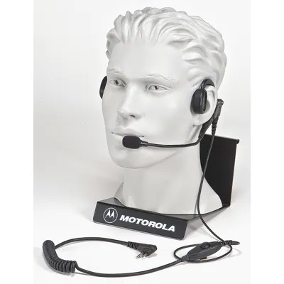 MOTOROLA Headset: Fits Motorola, For BPR40/CP200d Series, Behind-the-Head, Push To Talk - Motorola-Compatible Earpieces & Headsets