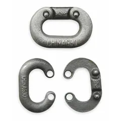 This steel connecting link is used to join two ends of roller chain in power transmission and conveyor systems. It features a plain finish and measures 2 21/32 inches in overall length and 1 23/32 inches in overall width.