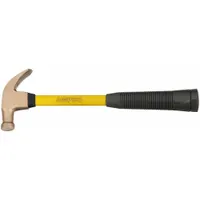 Curved Claw Hammer: Aluminum Bronze, Ribbed Grip, Fiberglass Handle, 1 1/2 lb Head Wt, Smooth (MPN H-21FG)