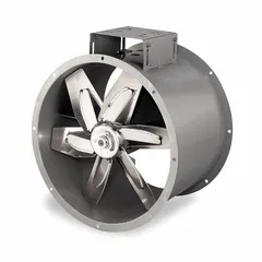 This Dayton belt-drive fan is designed for moving clean air in industrial ventilation systems. It features a 21-inch blade and a maximum noise level of 45 sones at 5 feet. The fan has a vertical mounting orientation and is constructed with Spark Resistant Construction Type B, suitable for environments where flammable dust or vapors may be present. The belt-drive design allows for adjustable airflow, and the unit does not include a drive package.