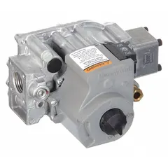This gas valve is a replacement component for HVACR systems, used to control gas flow in furnaces, boilers, and commercial heating equipment. It regulates fuel supply for combustion in industrial and commercial facilities.