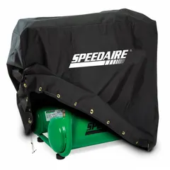 Protective enclosure for industrial air compressors. Overall height 22.25 in, overall width 18 in. Shields equipment from dust and debris in workshops and manufacturing environments.