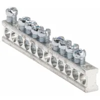 Aluminum ground bar kit rated 225 A, designed for use with Square D QO, HOM, NQOD, and NF panelboards. Includes two mounting screws for installation. Provides a termination point for equipment grounding conductors in electrical distribution systems