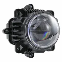 This GROTE headlight is a non-heated LED unit providing both high and low beams. It features a round 90mm design with a recessed mount style and an integrated 4-pin DT connector for electrical connection. Suitable for use in heavy-duty trucks, off-road vehicles, and industrial equipment requiring a durable LED light source