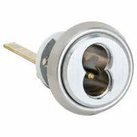 Rim-type cylinder housing in chrome finish. Accommodates 6 to 7 pins. Used as a component in lockset assemblies for commercial door hardware applications