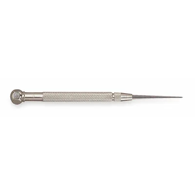 STARRETT Pocket Scriber: Straight, Round, Steel, Knurled, Nonmagnetic, Removable Tip - Single-End Scribers