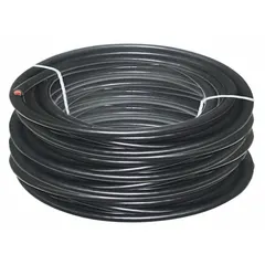 This cut-to-length jumper cable is supplied as a single continuous 100 ft length for custom installation. With a 4 ga wire gauge and 60 A max current rating, it is suited for battery connections in vehicles, industrial equipment, and backup power systems. The black jacket provides standard insulation for DC power wiring.