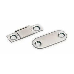 This magnetic push-to-close catch is made of steel and features a pull opening action. It measures 9/16 in height by 1 3/8 in width. Used to hold cabinet doors, access panels, or enclosures securely closed in industrial, commercial, or electrical equipment.