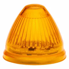 LED clearance light with amber cone lens and twist-on mount. 2 in overall diameter, PL-10 connector, SAE P2 compliant. Used on trucks, trailers, and heavy equipment for marking vehicle width and height.