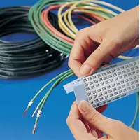 Preprinted wire marking label sheet with black-on-white vinyl labels. Includes 825 labels per pack with legends 1 to 33. Rated for temperatures from -40°F to 150°F. Used for identifying wires, cables, and terminals in electrical panels, control cabinets, and industrial machinery