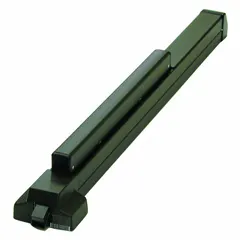 This VON DUPRIN rim-type exit device features a touchbar style in a bronze finish. Designed for doors up to 4 ft wide, it is ADA compliant for accessible egress. Commonly used in commercial buildings such as offices, schools, and hospitals to provide code-compliant emergency exit.