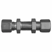 This flareless bite-type stainless steel compression fitting connects two 16 mm OD tubes in a Compression x Compression configuration. Part of the Volz series, it provides a metal-to-metal seal for fluid systems. Suitable for hydraulic, pneumatic, and process lines