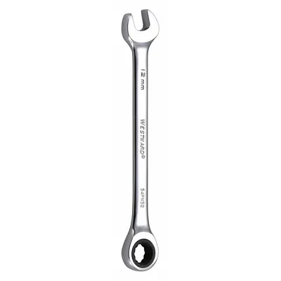 WESTWARD Combination Wrench: Alloy Steel, Chrome, 12 mm Head Size, 6 3/4 in Overall Lg - Metric 12-Point Ratcheting Combination Wrenches