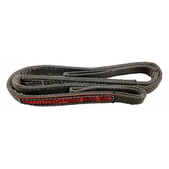 This STREN-FLEX web sling is a Type 3 protected-edge nylon flat-eye sling with a 12 ft sling length and 12 in eye length, constructed with 2 plies. It features a wear-resistant tag for identification. Suitable for industrial lifting, rigging, and hoisting applications requiring a flat-eye configuration.