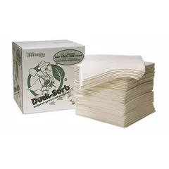 Cotton sorbent pad measuring 18 inches by 18 inches, supplied in a box of 100. Each pad absorbs up to 1/4 gallon of liquid. Suitable for general maintenance and cleanup of industrial spills and leaks in machine shops and facility management.